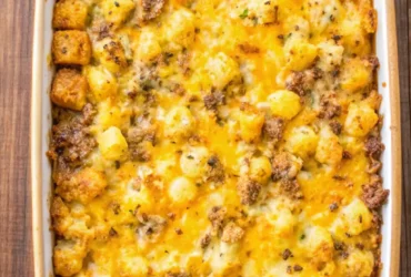 Sausage Cream Cheese Tater Tot Breakfast Casserole Recipe